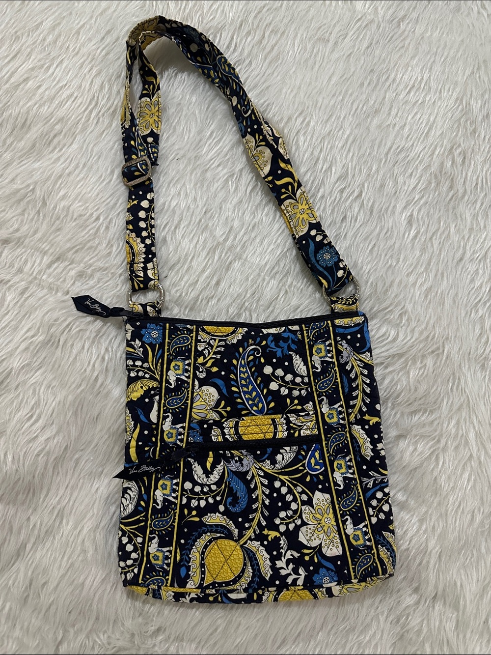 Vera Bradley Navy Blue, Yellow & White Quilted Crossbody Bag